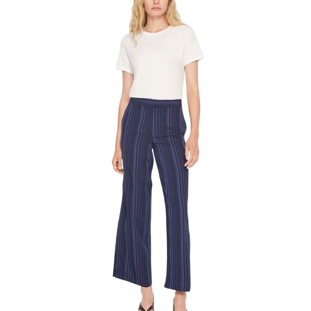 CLUB‎ MONACO SONYAH STRIPED TROUSER PANTS IN MARITIME BLUE NWT WOMEN'S SIZE 4